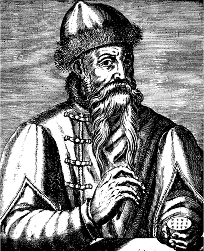 L’inventor de la impremta, Johannes Gutenberg. Public Domain Vectors