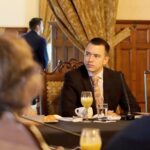 El presidente de Ecuador, Daniel Noboa Azin, reunido con el cuerpo diplomático y organismos internacionales acreditados el pasado jueves 10 de enero (Isaac Castillo/Presidencia de la República) 