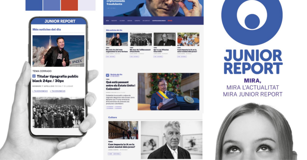 Imagen del nuevo Junior Report donde destaca el diseño, el color azul y la nueva tipografía del diario