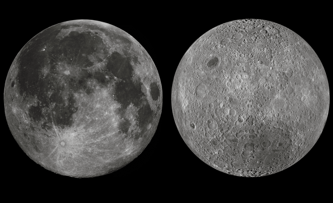 La imagen de la cara visible de la Luna (izquierda) muestra mucha más actividad/NASA-Marc Rovira